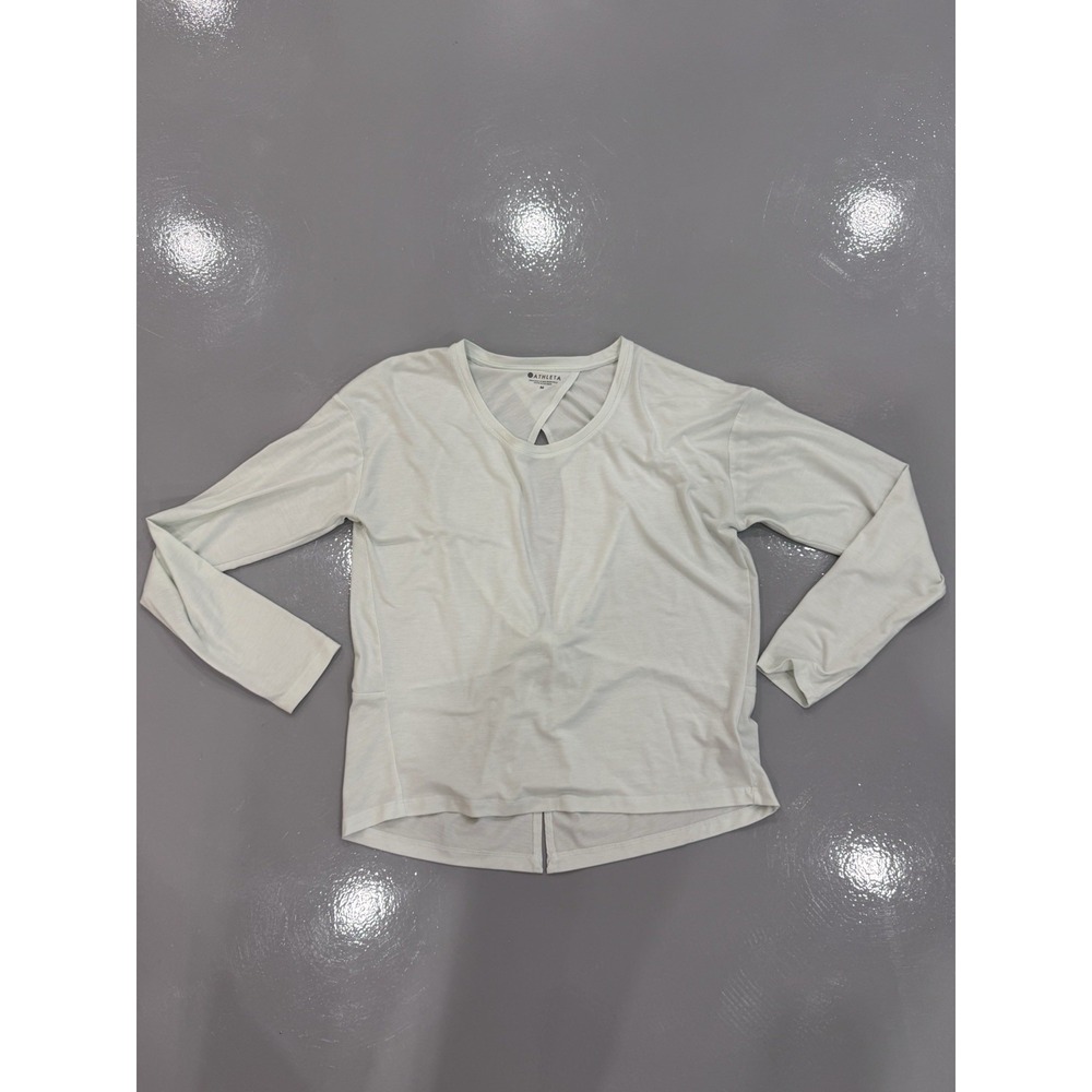 Athleta Women's Long Sleeve Crew Neck Stretch Pullover Tee Solid White M